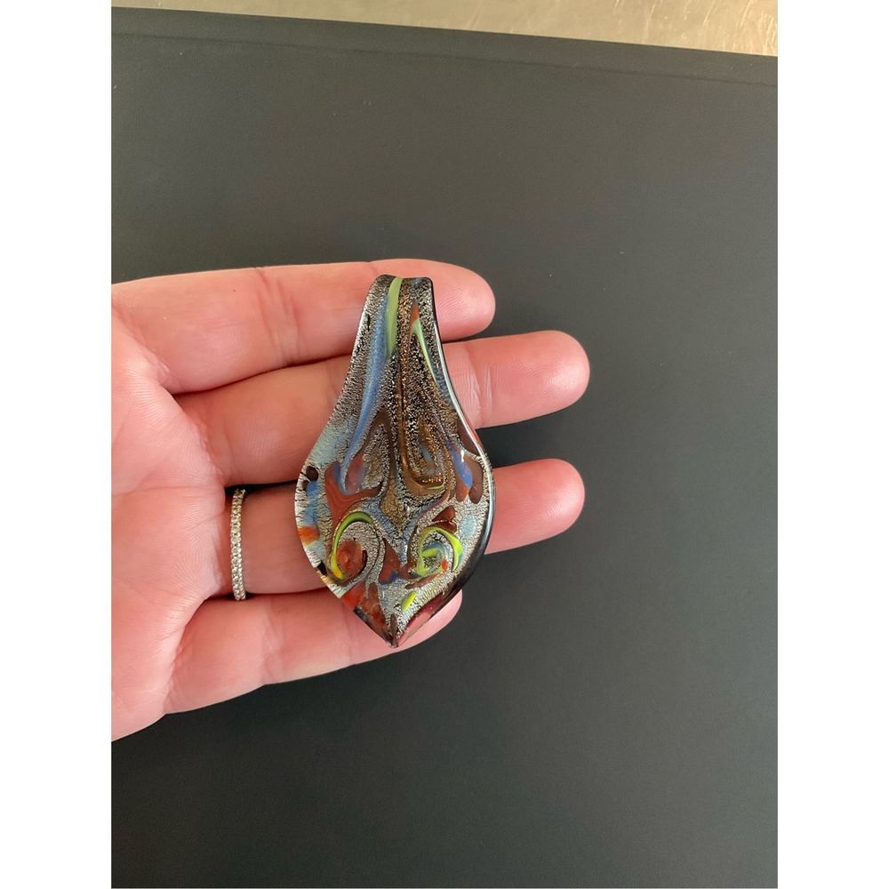 Large Glass Glitter Pendant with Touches of Copper